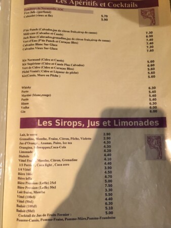 Carte La Cidrerie Honfleur